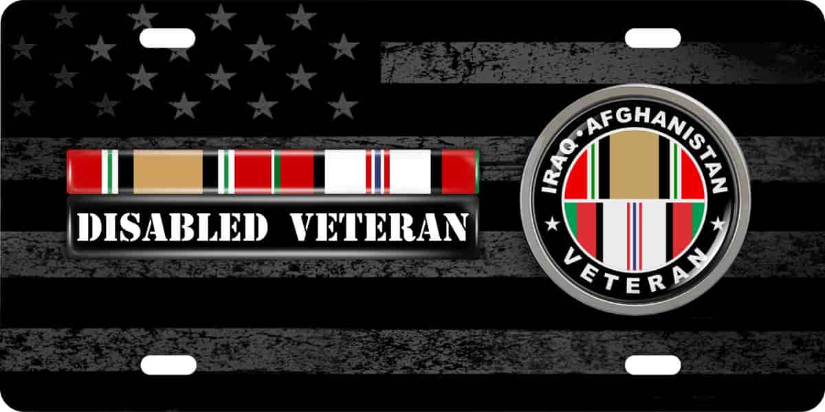 Iraq - Afghanistan Disabled Veteran - Stainless Steel Car License Plate